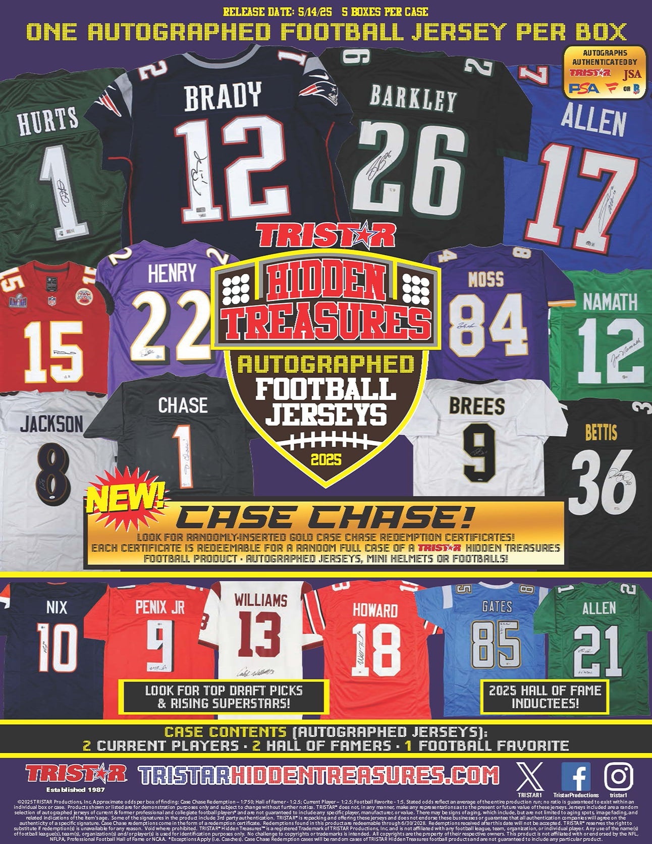 2025 TRISTAR HIDDEN TREASURES AUTOGRAPHED FOOTBALL JERSEY